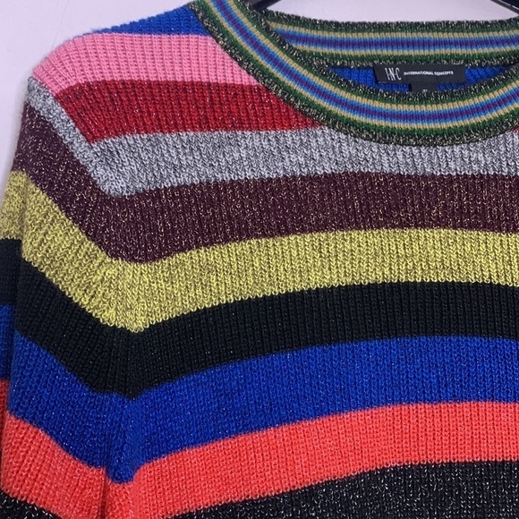 INC International Concepts striped metallic knit crewneck sweater xl women’s - Picture 5 of 6